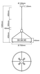 Open Design OR85679- Lampadario su asta DORETTO 6xE27/15W/230V pr. 70 cm marrone/beige