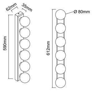 Open Design OR85686 - Lampada da parete MERINO 6xG9/8W/230V 61 cm IP44 ottone