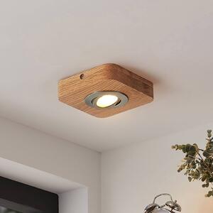 Plafoniera LED Lindby Mikari, 14 cm, legno, orientabile Mikari, Legno chiaro, Soggiorno / Sala da pranzo, Legno, Moderno, Plafoniera