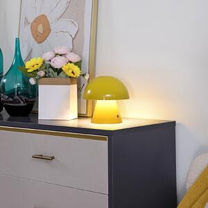 Lindby Lampada da tavolo ricaricabile a LED Nevijo, giallo, Ø18cm, USB