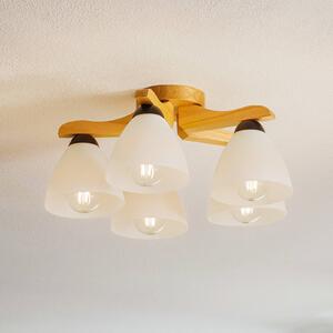 Lamkur Plafoniera Haro, rovere/bianco 5 luci