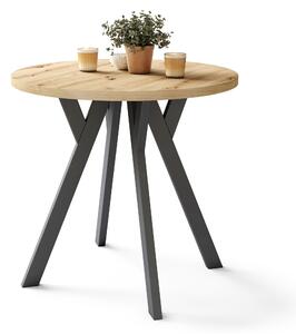 ALMO 80 Rovere Artisan/gambe nere - TAVOLO ROTONDO CON GAMBE A Y LOFT/INDUSTRIALE PER CUCINA SOGGIORNO O SALA DA PRANZO