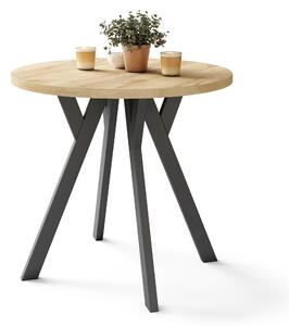 ALMO 80 Rovere Craft Gold/gambe nere - TAVOLO ROTONDO CON GAMBE A Y LOFT/INDUSTRIALE PER CUCINA SOGGIORNO O SALA DA PRANZO