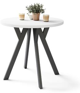 ALMO 80 Bianco Opaco/gambe nere - TAVOLO ROTONDO CON GAMBE A Y LOFT/INDUSTRIALE PER CUCINA SOGGIORNO O SALA DA PRANZO