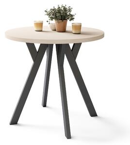 ALMO 80 Beige (Champagne)/gambe nere - TAVOLO ROTONDO CON GAMBE A Y LOFT/INDUSTRIALE PER CUCINA SOGGIORNO O SALA DA PRANZO