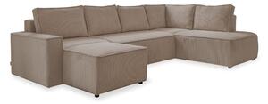 Divano letto angolare in velluto a coste beige Brave Dave - Miuform