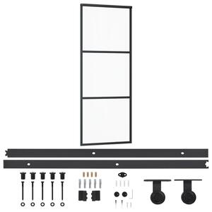 Porta Scorrevole con Kit Montaggio Vetro ESG Alluminio 76x205cm