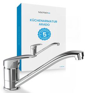 Rubinetto da cucina Bächlein girevole a 360 gradi (cromo) - Miscelatore monocomando per lavello cromato con bocca girevole a 360°, rubinetto da cucina dal design extra solido