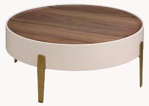 Tavolino rotondo da salotto con piano in legno Severino