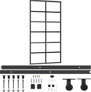 Porta Scorrevole e Kit Montaggio Vetro ESG Alluminio 102x205cm