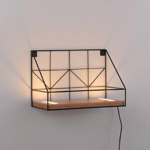 JUST LIGHT. Applique a LED con mensola in legno, 30x15cm