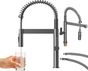 Granitan | Miscelatore da cucina Elara - Gun Grey - Modello alto - Bocca flessibile - Design moderno