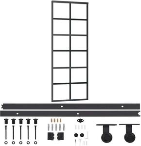 Porta Scorrevole con Kit Montaggio Vetro ESG Alluminio 76x205cm