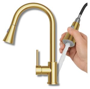 Granitan | Miscelatore da cucina Snake - Oro - Altezza totale 40 cm - Bocca estraibile - Orientabile a 360°