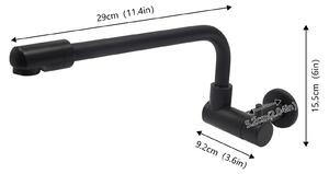 Rubinetto da cucina - Rubinetto a parete - Bocca orientabile - Acqua calda/fredda - Ottone - 29×9,2×15,5 cm - Nero