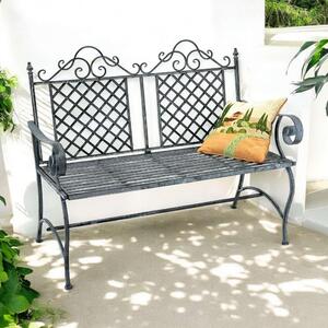 DanDiBo Panchina da giardino resistente alle intemperie 2 posti in metallo grigio 120 cm 96592 Panchina in ferro Panchina da giardino antica Panchina da parco