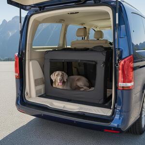 Trasportino per animali domestici belviona pieghevole, comodo e sicuro, Oxford + rete, riponibile in poco spazio, fino a 25 kg, 101x69x70 cm, nero