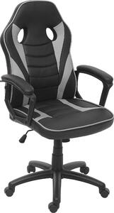 Sedia da ufficio HWC-F59, sedia da scrivania girevole sedia da corsa sedia da gioco, Similcuoio ~ nero/grigio