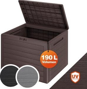 CASARIA® Baule da Giardino Lille 190 L Effetto Legno Orgenizer Box Giocattoli 78x44x55cm Multibox Impermeabile Esterni