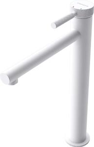 Doporro Rubinetto Monocomando per Lavabo Alto a Cascata, Miscelatore Regolabile con Acqua Calda e Fredda in Ottone Bianco Opaco H 30,5 cm WAO-7601