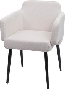 Sedia da pranzo HWC-L13, sedia imbottita sedia da cucina sedia con braccioli, tessuto/tessuto metallo ~ bianco panna