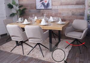 Set di 6 sedie da pranzo HWC-N74, sedia da cucina, girevole a ritorno automatico, tessuto bouclé (540g/m²) Oeko-Tex ~ beige