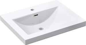 Doporro Lavabo ad Incasso Soprapiano Lavabo Bagno da Appoggio Rettangolare 60x48x13 cm Bianco Lucido, Lavandino in Marmoresina con Foro Rubinetto e Troppopieno Colossum01