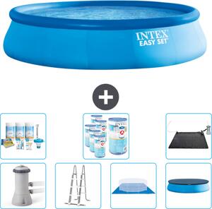 Piscina gonfiabile rotonda Easy Set di Intex - 457 x 107 cm - blu - inclusa pompa - scaletta - telo di fondo - confezione di manutenzione della copertura - filtro - tappetino solare