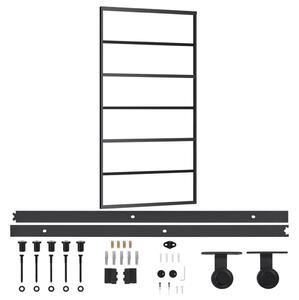 Porta Scorrevole e Kit Montaggio Vetro ESG Alluminio 102x205cm