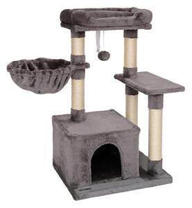 Tiragraffi compatto lionto 85 cm, albero per gatti salvaspazio con palla da gioco, tronco in sisal e superficie tiragraffi, grigio scuro