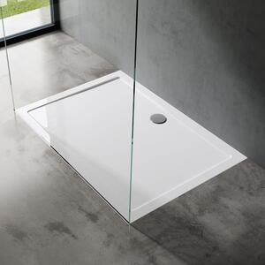 Doporro Piatto Doccia 100x140 cm Rettangolare in Acrilico Bianco Ultrasottile H 4 cm, con Piletta di Scarico Cromata Inclusa (AL01) - Faro2
