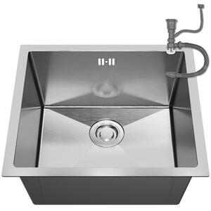 ANW HOME Lavello da cucina in acciaio inox 47x45 cm – installazione sottotop, lavello cucina 1 vasca, acciaio inox 304, lavello moderno