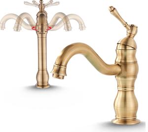 Rubinetto per lavabo, rubinetto da bagno in stile retrò, in ottone, ad alta pressione, con regolazione della portata e della temperatura dell'acqua
