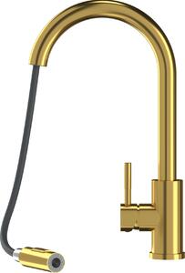 Granitan | Miscelatore da cucina Loseto Gold - Altezza 39 cm - Bocca estraibile - Miscelatore in acciaio inossidabile - Orientabile a 360°