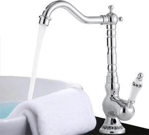 Rubinetteria per bagno - Rubinetto per lavabo - Montaggio a vista - Acciaio inox - Valvola in ottone - Caldo/freddo - Aeratore