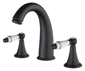 Rubinetto per lavabo KRAN retro BLACK a tre fori RACHEA