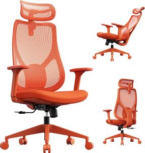 SENSE7 Moyo Sedia da ufficio ergonomica Sedia da scrivania Arancione Braccioli 3D Schienale in rete Supporto lombare Sedia direzionale Sedia per PC Ufficio domestico 150 kg
