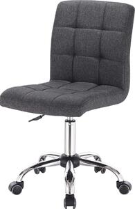 Happyment® Sgabello da lavoro Ziva - Grigio scuro - Per adulti - Con rotelle - Tessuto - Sedia ergonomica per ufficio - Altezza regolabile