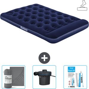 Materasso gonfiabile Bestway - Letto alla francese - 137 x 191 x 28 cm - Blu - Accessori inclusi