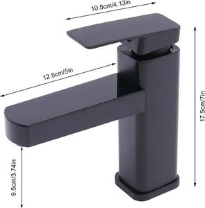 Rubinetto lavabo intelligente - Miscelatore monocomando - Indicatore di temperatura a LED 0–99 °C - Acqua calda/fredda - Cartuccia in Vetroceramica - Attacco G1/2 - Nero