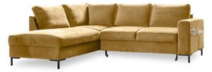 Divano letto angolare in velluto giallo (angolo sinistro) Lofty Lilly - Miuform