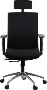 Sedia da ufficio ergonomica girevole RIVERTON F/H/AL, braccioli regolabili, poggiatesta, base in alluminio, seduta scorrevole (avanti-indietro), nero