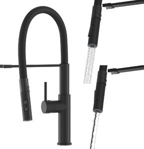 Granitan | Miscelatore da cucina Soria - Nero - Altezza 470 mm - Bocca flessibile - Miscelatore estraibile