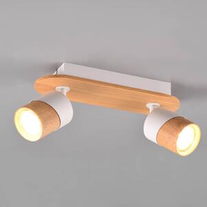 Trio Lighting Aruni faretto da soffitto legno 2 lampadine bianco