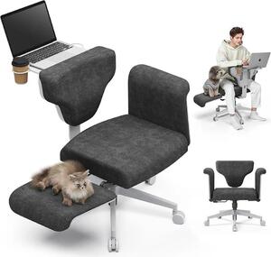 Sedia da ufficio, design ergonomico, schienale regolabile, grigio scuro