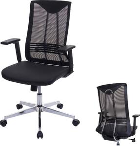 Sedia da ufficio HWC-J53, sedia girevole da scrivania, ergonomica in Pelle finta ~ nero