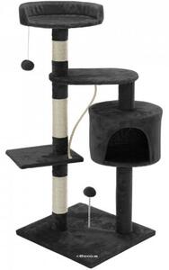 CADOCA Albero Tiragraffi 112 cm 3 Piattaforme 1 Cuccia per Gatti 2 Palline 1 Corda da Gioco Affila Unghie Gatto