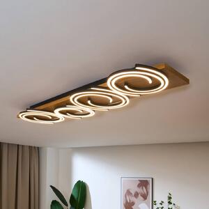 Eco-Light Plafoniera a LED Rifia, marrone, lunghezza 115 cm, a 4 luci, legno