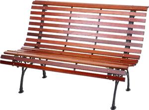 Panchina da giardino MCW-F97, panchina da parco in legno, a due posti in ghisa e legno, 122 cm, 22 kg ~ marrone