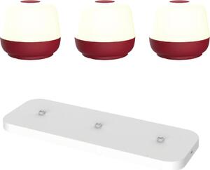 Lampada da tavolo Naxos - set di 3 - rosso Bordeaux + stazione di ricarica bianca - H8 x Ø9